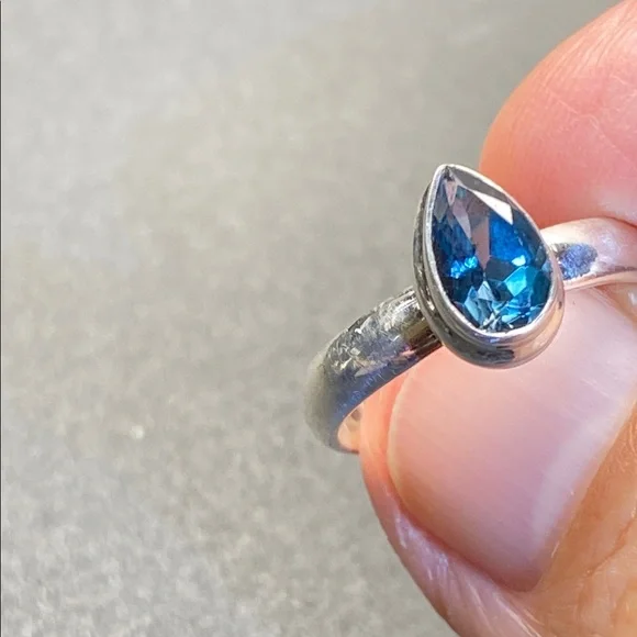 London Blue Topaz  Ring Size 6 in Solid Sterling Silver 925 - Picture 4 of 6